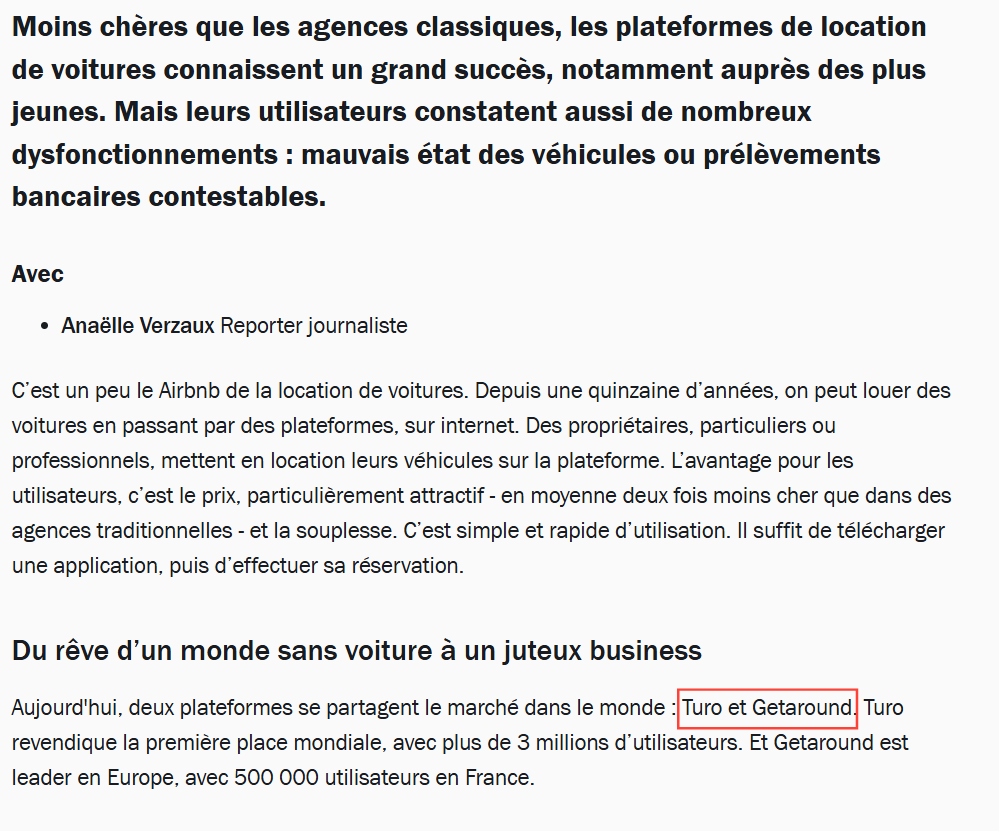 Extrait de l'article "La face cachée des plateformes de location de voiture", disponible en podcast et en lecture sur le site de France Inter.